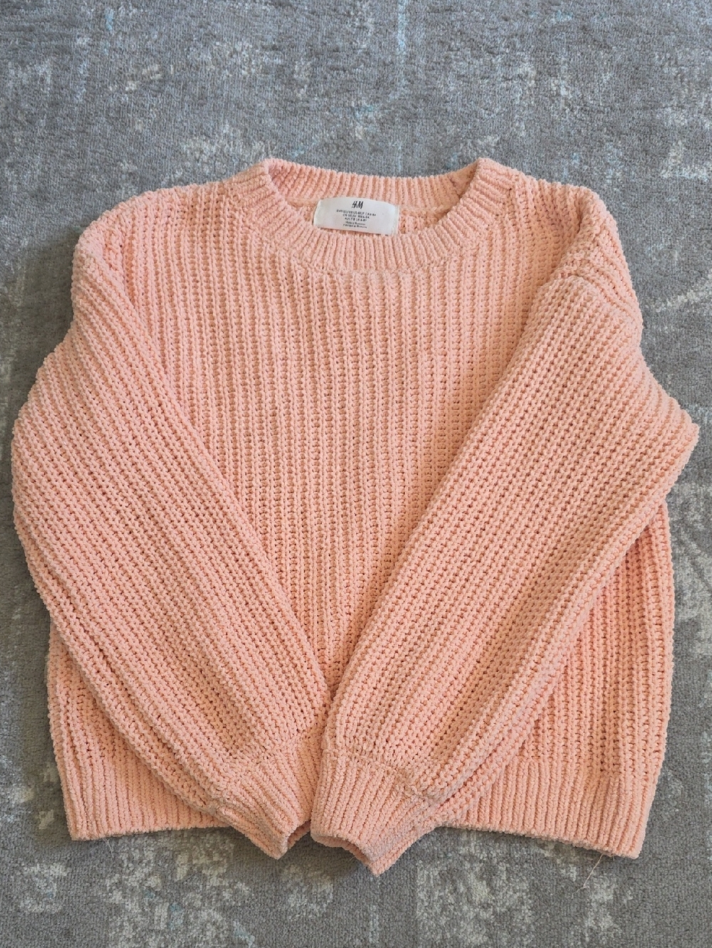 H&M Girls Crewneck Chunky Knit Sweater - Peach Color / Size 6X-7
